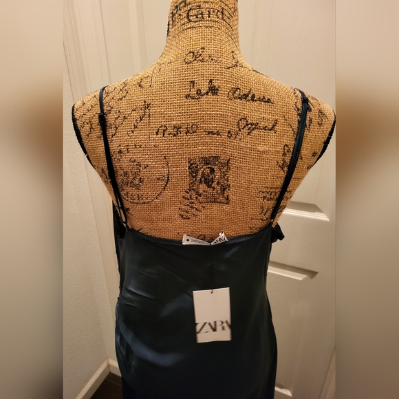 NWT Zara Satin Dress in Deep Green - Picture 9 of 14